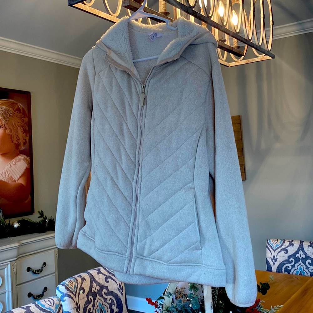Time and true extra large lined hooded jacket oatmeal color